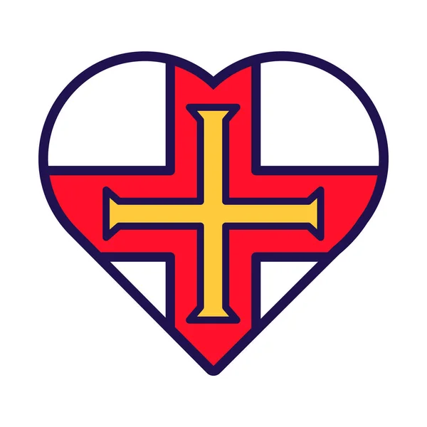 Corazón Patriota Colores Nacionales Bandera Guernsey Elemento Festivo Atributos Del — Vector de stock