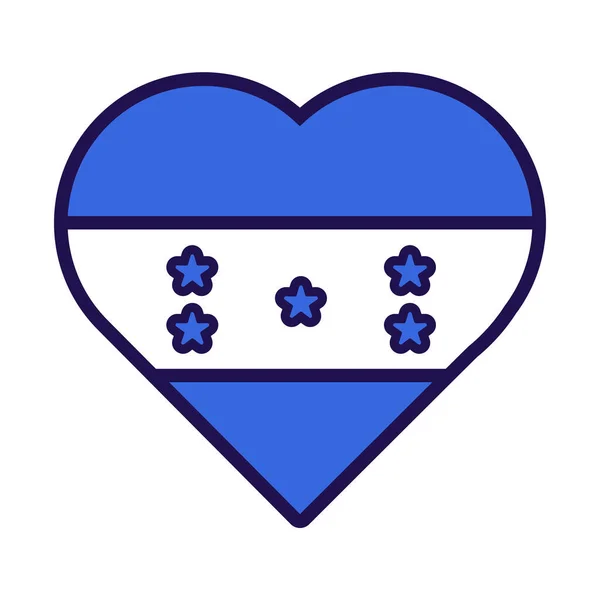Патриотическое Сердце Национальных Цветах Флага Гондураса Праздничный Элемент Атрибуты Дня — стоковый вектор