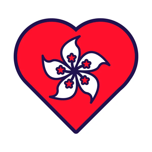 Патриотическое Сердце Национальных Цветах Флага Гонконга Праздничный Элемент Атрибуты Дня — стоковый вектор