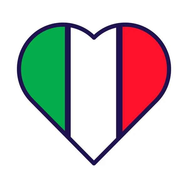 Патриотическое Сердце Цветах Флага Италии Праздничный Элемент Атрибуты Дня Независимости — стоковый вектор