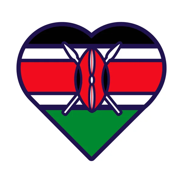 Corazón Patriota Colores Nacionales Bandera Kenia Elemento Festivo Atributos Del — Vector de stock