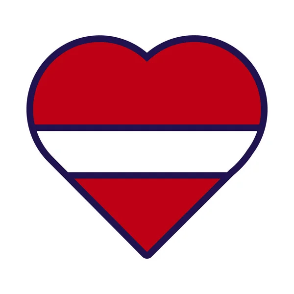 Patriot Hjärta Nationella Lettland Flagga Färger Festligt Inslag Attribut För — Stock vektor