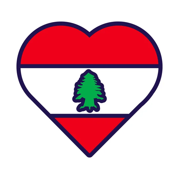 Coeur Patriote Aux Couleurs Drapeau National Libanais Élément Festif Attributs — Image vectorielle