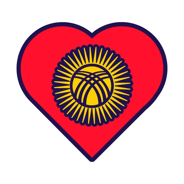 Coeur Patriote Aux Couleurs Nationales Drapeau Kirghize Élément Festif Attributs — Image vectorielle