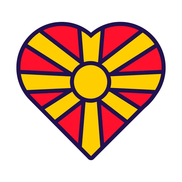 Patriotenherz Den Nationalfarben Mazedoniens Festliches Element Attribute Des Mazedonischen Unabhängigkeitstages — Stockvektor
