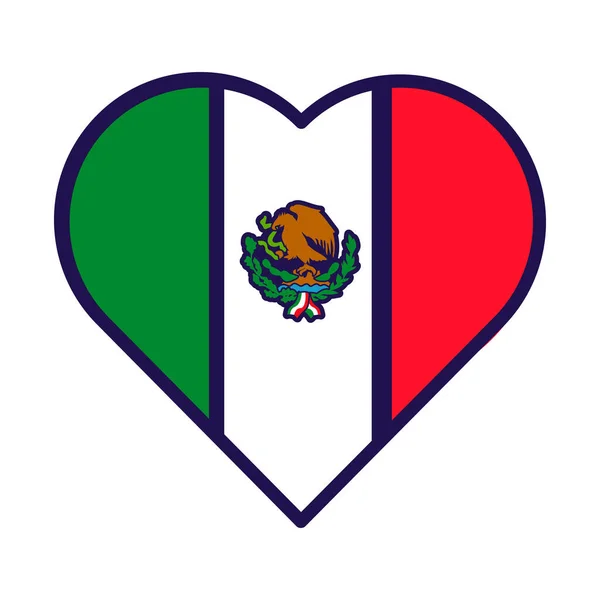 Corazón Patriota Colores Nacionales Bandera México Elemento Festivo Atributos Del — Vector de stock