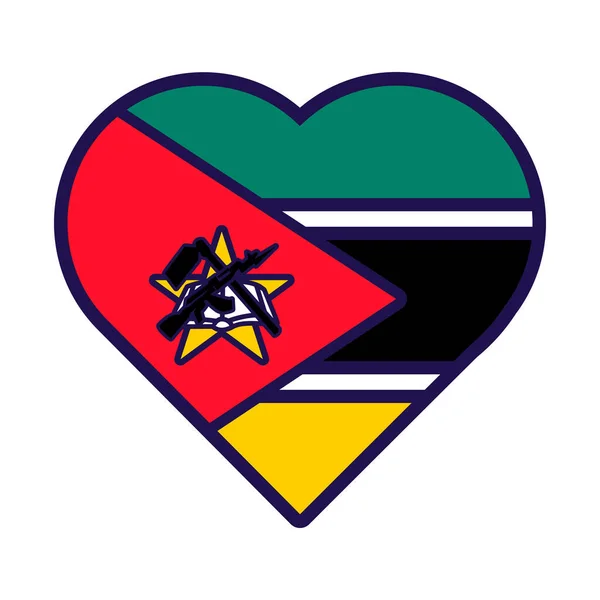 Патриотическое Сердце Цветах Национального Флага Мозамбика Праздничный Элемент Атрибуты Дня — стоковый вектор
