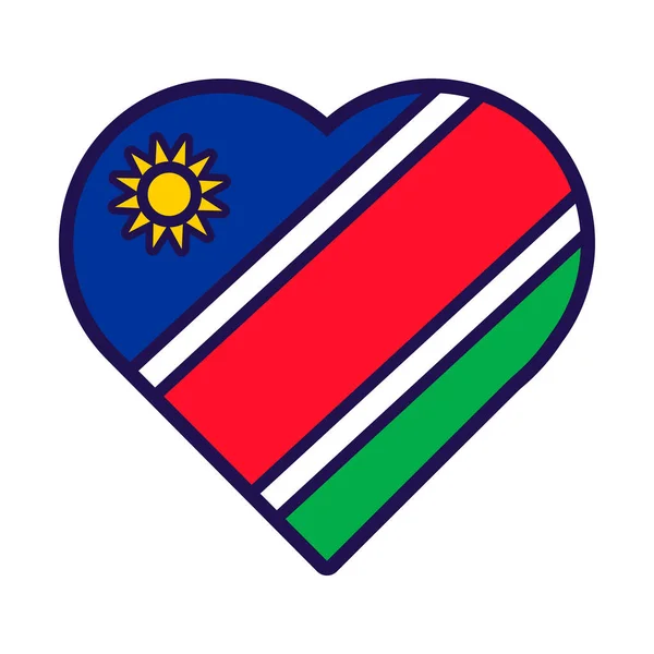 Cuore Patriota Nei Colori Della Bandiera Nazionale Della Namibia Elemento — Vettoriale Stock
