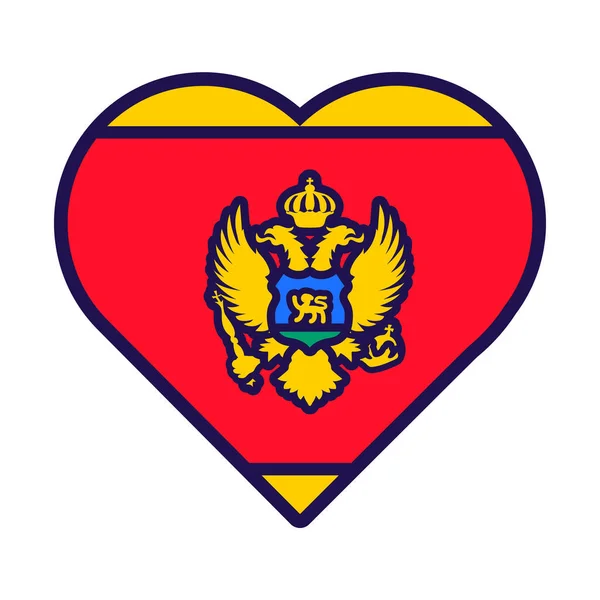 Патриотическое Сердце Национальных Цветах Флага Черногории Праздничный Элемент Атрибуты Дня — стоковый вектор