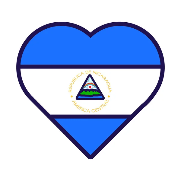 Corazón Patriota Colores Bandera Nacional Nicaragua Elemento Festivo Atributos Del — Vector de stock