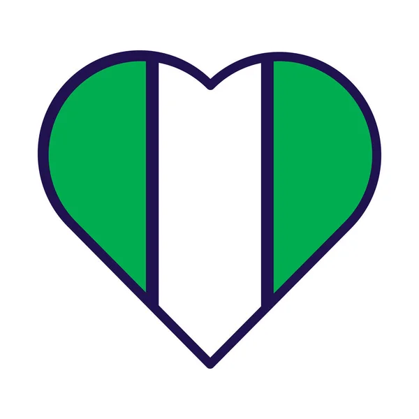 Патриотическое Сердце Цветах Флага Нигерии Праздничный Элемент Атрибуты Дня Независимости — стоковый вектор