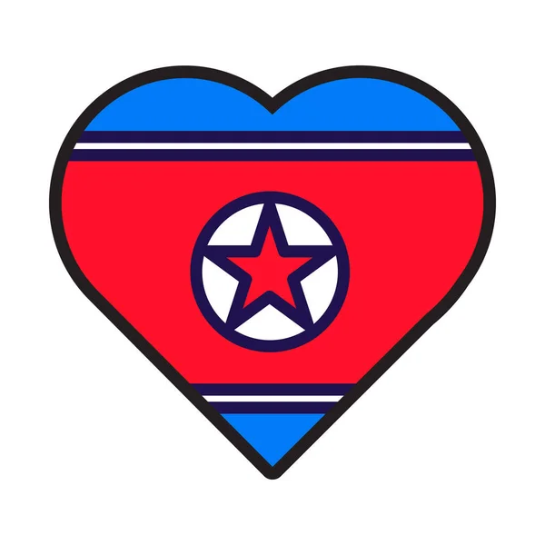 Coeur Patriote Aux Couleurs Nationales Drapeau Nord Coréen Élément Festif — Image vectorielle