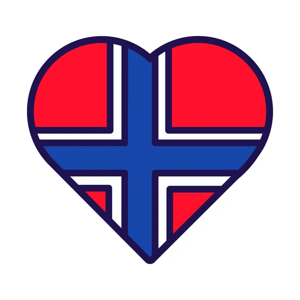 Patriot Heart National Norway Flag Colors Festive Element Attributes Norway — Stock Vector