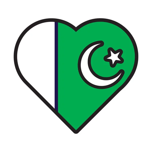 パキスタンの国旗の色の愛国心 パキスタン独立記念日のお祝いの要素 白い背景に隔離された国の国旗の国旗の国旗の漫画のベクトル アイコン — ストックベクタ