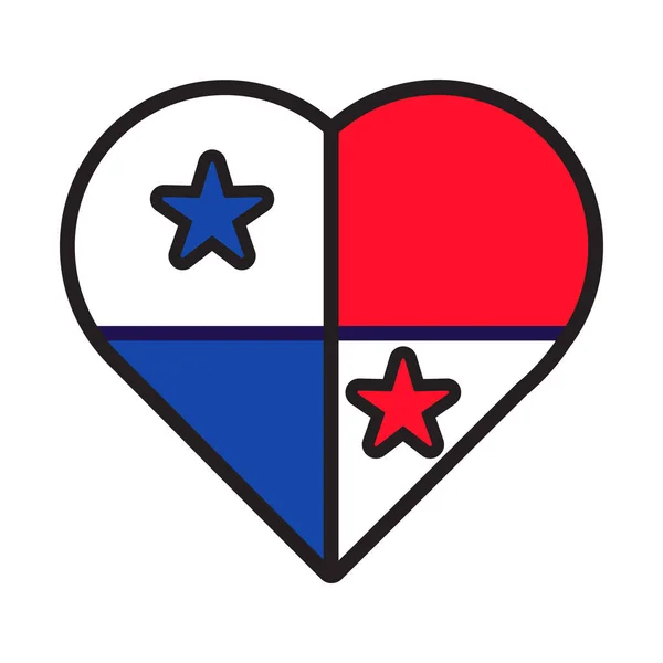 Coeur Patriote Aux Couleurs Drapeau National Panama Élément Festif Attributs — Image vectorielle