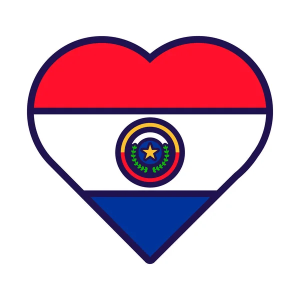 Corazón Patriota Colores Nacionales Bandera Paraguay Elemento Festivo Atributos Del — Vector de stock