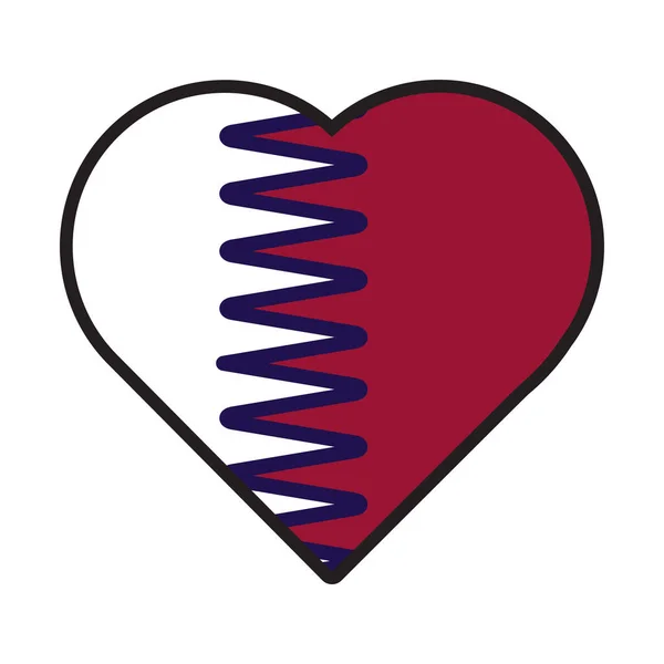Патриотическое Сердце Цветах Национального Флага Катара Праздничный Элемент Атрибуты Дня — стоковый вектор