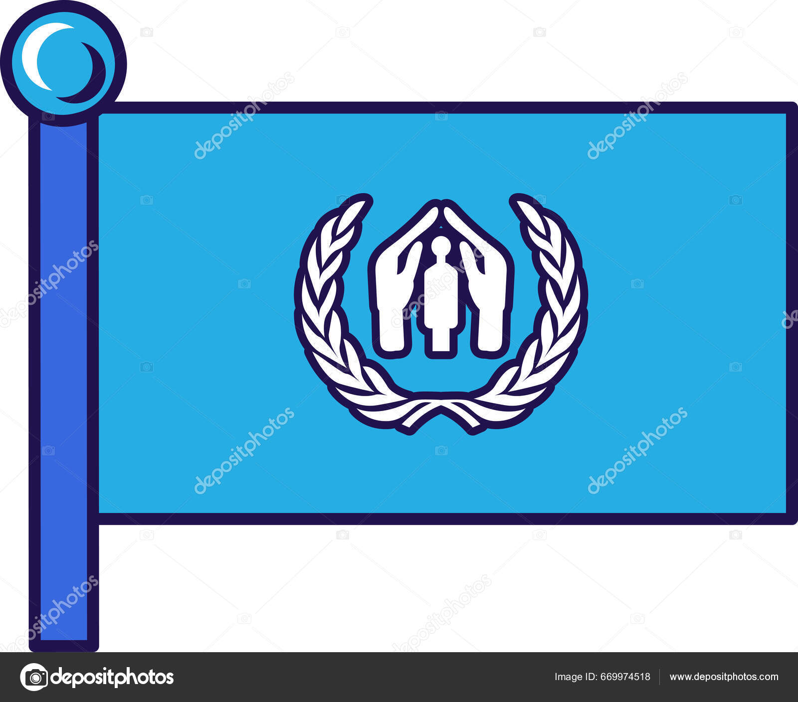 Unhcr Flag Flagpole Registration Solemn Event Meeting Foreign Guests