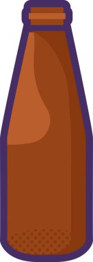 Kahverengi cam şişe, cam ev eşyası. Tıbbi malzeme imha için kullanım dışı. Endüstriyel ürünlerin geri dönüşümü. Beyaz arkaplanda izole edilmiş basit çizgi film ana hatları vektörü