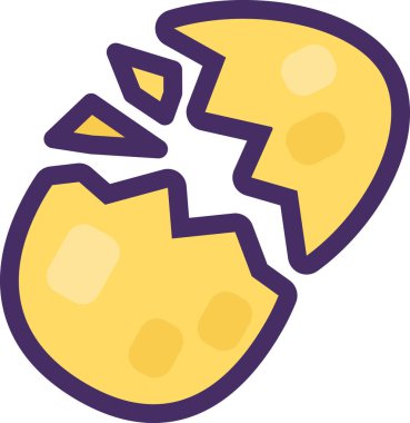 Kırık tavuk yumurtası kabuğu. Yemek artıkları ve artıklar. Felçte düz simge, bilgi grafiği tasarımı için element. Beyaz arkaplanda izole edilmiş basit çizgi film ana hatları vektörü