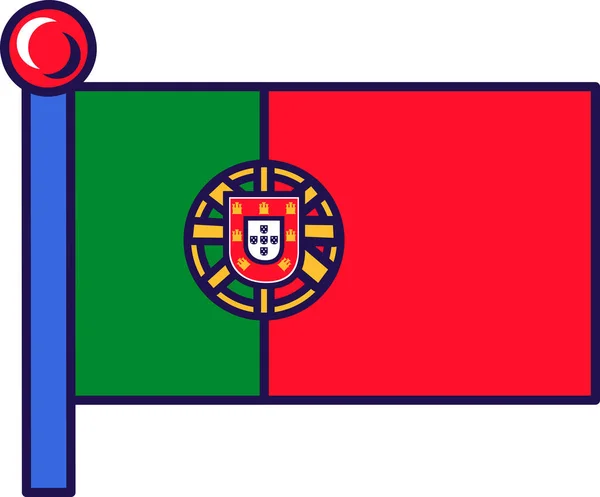 Portugal Land Vlag Vlaggenmast Voor Registratie Van Plechtige Gebeurtenis Ontmoeting — Stockvector