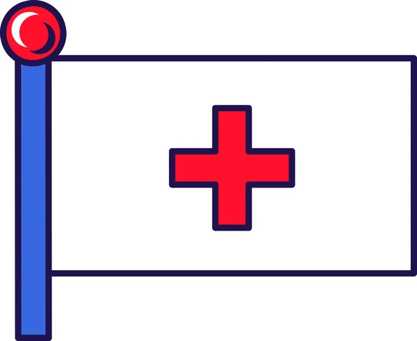 Røde Kors Flag Flagstang Til Registrering Højtidelig Begivenhed Møde Udenlandske – Stock-vektor