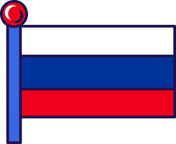 俄罗斯国旗挂在旗杆上登记隆重活动 迎接外宾 俄罗斯的官方旗帜悬挂在参加国的旗杆上 在白色背景上分离的简单向量 — 图库矢量图片