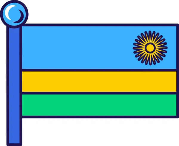 Ruanda Bayrağını Bayrak Direğine Asıp Yabancı Konuklarla Buluşmak Üzere Resmi — Stok Vektör