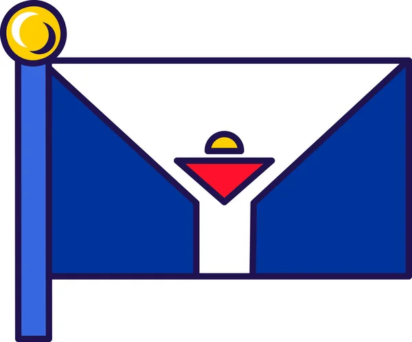 Флаг Страны Святого Марртина Флагштоке Регистрации Торжественного Мероприятия Встречи Иностранных — стоковый вектор