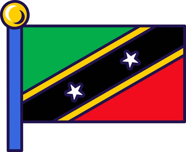 Aziz Kitts Nevis Bayrağını Bayrak Direğine Asarak Resmi Etkinlik Kaydı — Stok Vektör