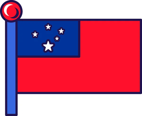Bandeira País Samoa Mastro Bandeira Registro Evento Solene Encontrando Hóspedes — Vetor de Stock