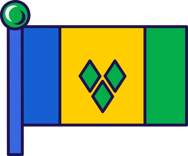 Bendera Negara Saint Vincent Tiang Bendera Untuk Pendaftaran Acara Khidmat - Stok Vektor