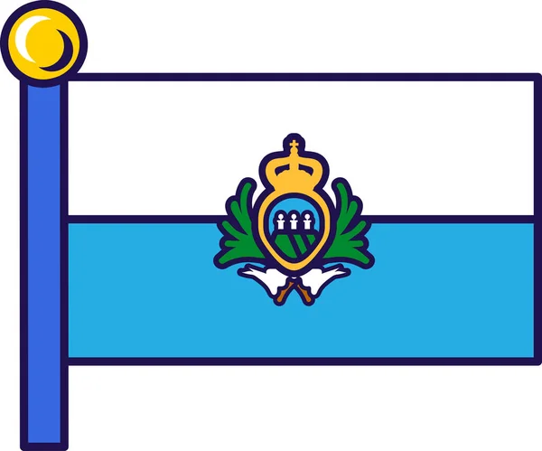 Флаг Страны Сан Марино Флагштоке Регистрации Торжественного Мероприятия Встречи Иностранных — стоковый вектор