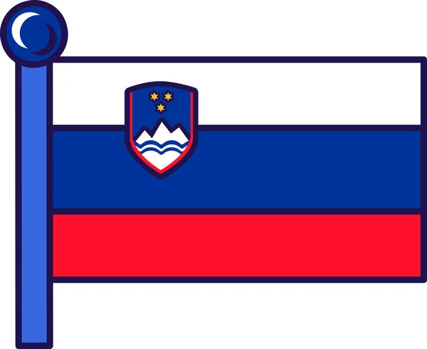 Eslovenia Bandera Del País Asta Bandera Para Registro Evento Solemne — Vector de stock