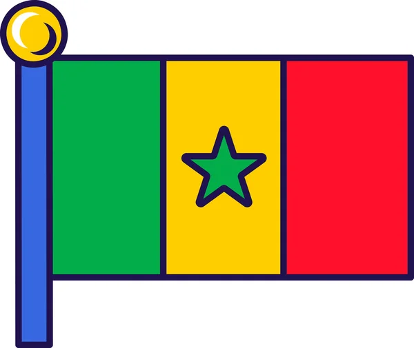 Senegal Bandeira País Mastro Bandeira Para Registro Evento Solene Encontrando — Vetor de Stock
