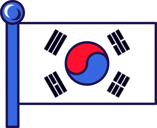 Südkorea Flagge Auf Fahnenmast Für Die Registrierung Der Feierlichen Veranstaltung — Stockvektor