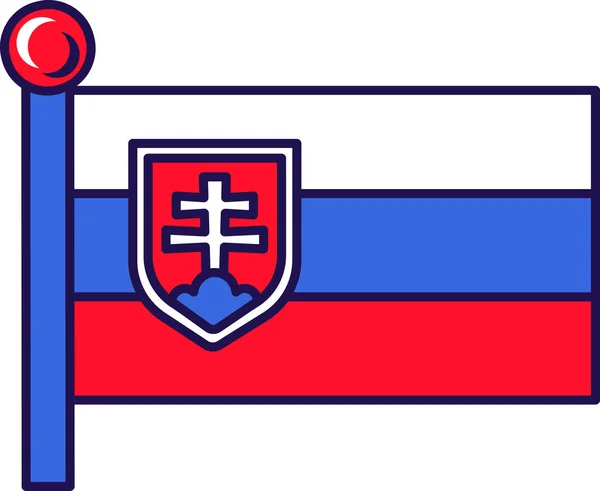 Szlovákia Zászlórúdra Tűzött Zászlója Ünnepélyes Rendezvény Külföldi Vendégekkel Való Találkozás — Stock Vector