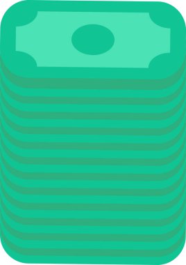 Amerikan doları yığını, kağıt yeşil banknotlar. Lüks zenginlik ve refahın sembolü. Nakit, ciro, finans bankası. Beyaz arkaplanda izole edilmiş basit düz vektör