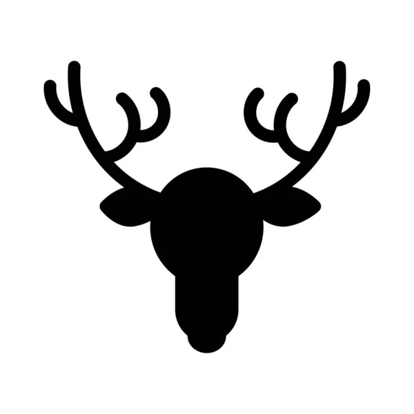 クリスマスサンタクロースチームの角の鹿の形 トゥール ホーンデッド マジック ディアのアイコン シンプルな黒と白のシルエットベクターのアイコンが白い背景に分離 — ストックベクタ