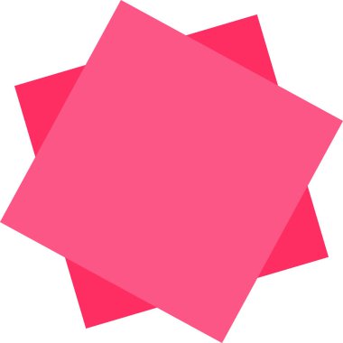 Yuvarlak köşeli iki pembe karenin kesiştiği yer. Soyut geometrik arkaplan, sosyal ağlardaki gönderilerin tasarımı için zemin. Beyaz arkaplanda izole edilmiş basit vektör