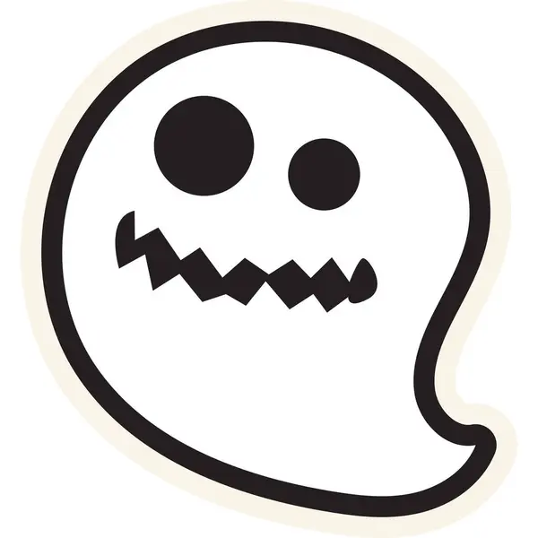 Festive Creepy Ghost Stroked Sticker Holiday Festive Badge Emblem Decorative — Stock Vector