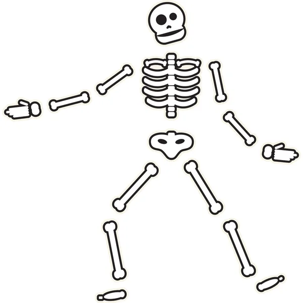 Feestelijke Vrolijke Dansende Skelet Streelde Sticker Feestdag Embleem Dansende Skelet — Stockvector