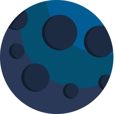 Kraterlerdeki karanlık cansız ay yüzey ikonunda. Uzay nesnelerinin astronomik gözlemleri. Dünya dışı yolculuklar ve derin uzay keşifleri. Beyaz arkaplanda izole edilmiş basit düz vektör sembolü