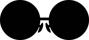 Yuvarlak dedektif gözlüğü şeklinde. Sağlık ve vizyon koruması. Göz koruma aksesuar ikonu. Beyaz arkaplanda izole edilmiş basit siyah beyaz siluet vektör simgesi