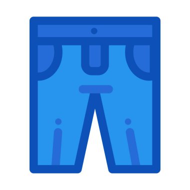 Diz altı uzun şortlu düz renk ikonu. Günlük kıyafetler ve ayakkabılar. Modern moda görünümü yaratmak için kıyafet malzemesi. Beyaz arkaplanda izole edilmiş basit vektör sembolü