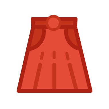 Kısa kadın eteğinin düz renk ikonu. Günlük kıyafetler ve ayakkabılar. Modern moda görünümü yaratmak için kıyafet malzemesi. Beyaz arkaplanda izole edilmiş basit vektör sembolü