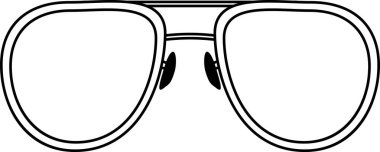 Klasik havacı gözlüğünün ince hatları. Göz koruma aksesuar simgesi. Sağlık ve vizyon koruması. Beyaz arkaplanda izole edilmiş basit siyah ve beyaz vektör