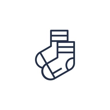 Erkek çoraplarının doğrusal simgesi. Günlük kıyafetler ve ayakkabılar. Modern moda görünümü yaratmak için kıyafet malzemesi. Basit koyu gri vektör sembolü beyaz arkaplanda izole edildi