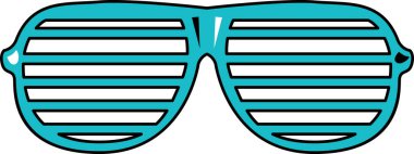 Renkli çizgili kafes gözlüğü. Göz koruma modern aksesuar. Sağlık ve vizyon koruması. Beyaz arkaplanda izole edilmiş renkli çizgi film vektörü