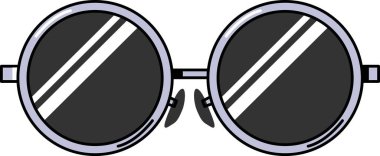 Renkli yuvarlak renkli gözlükler. Göz koruma modern aksesuar. Sağlık ve vizyon koruması. Beyaz arkaplanda izole edilmiş renkli çizgi film vektörü